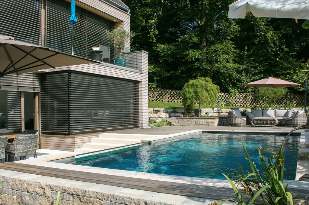 Finished pool at a modern house at handover